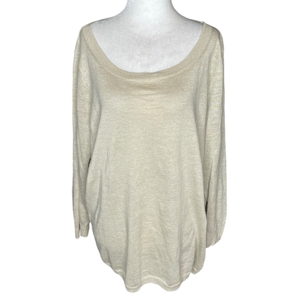 J.Crew Black Label 100% Linen Sweater Blouse Cream | Size Medium - Picture 1 of 13